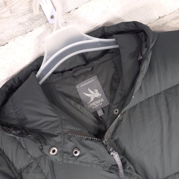 I. SPIEWAK & SONS Warren GRAY Hooded Down Puffer Long Coat Women’s Size LARGE.. - Picture 6 of 16